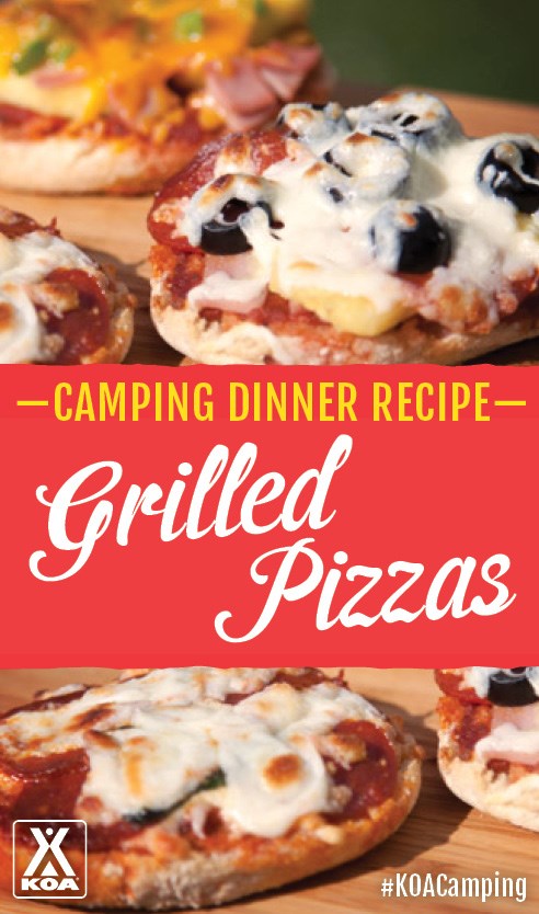 Grilled Pizzas - the perfect dinner recipe for your next camping trip! #KOACamping