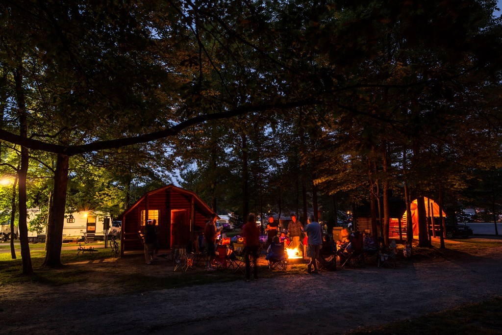 Group Camping at Night