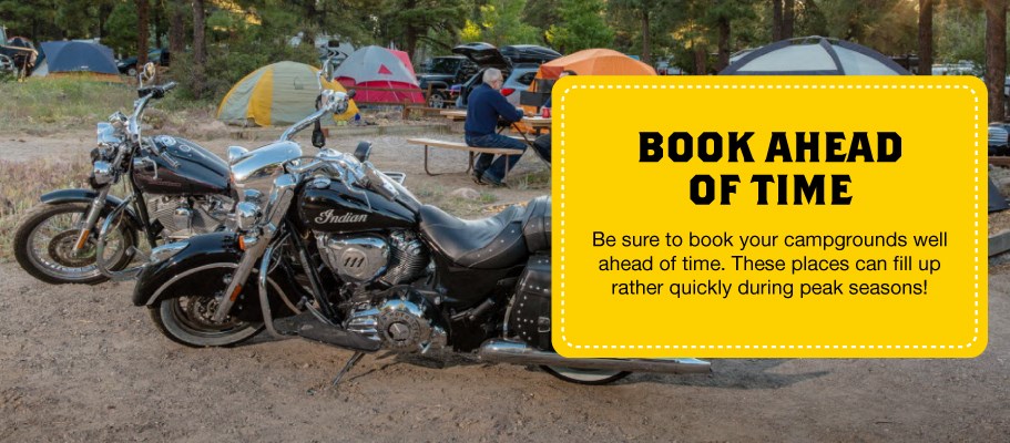 Book Ahead when Motorcycle Camping