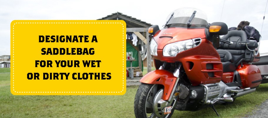 Designate a Saddlebag for Wet Items when Motorcycle Camping