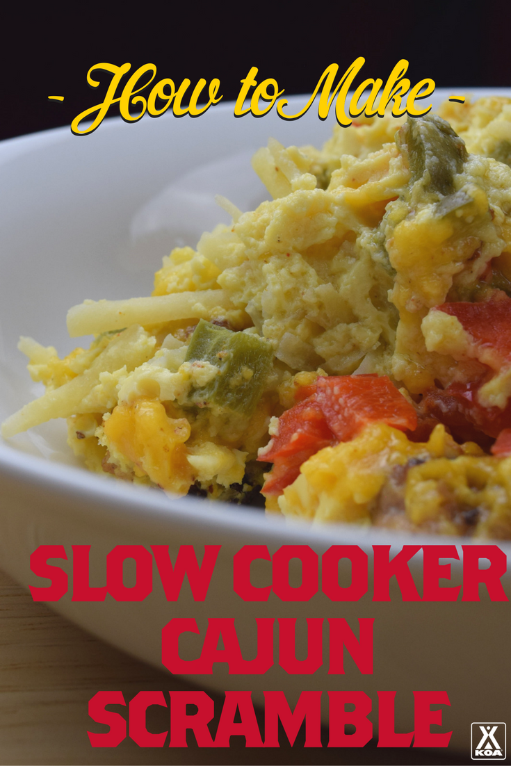 Make a delicious slow cooker Cajun scramble! Easy and delicious.