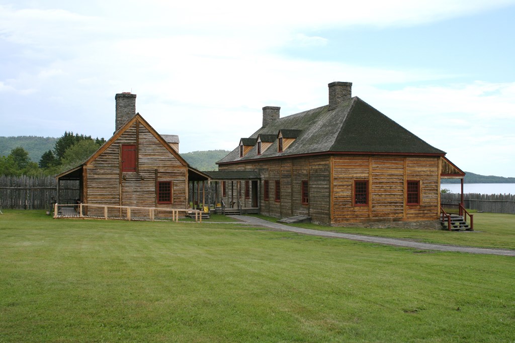 View of historic fort reconstruction at Grand Portage National Historic Monument.